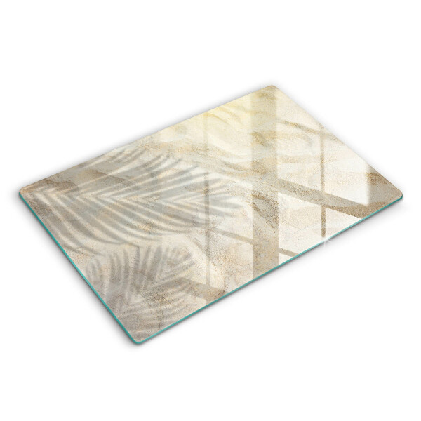 Skärbräda glas modern Palmblad och sand