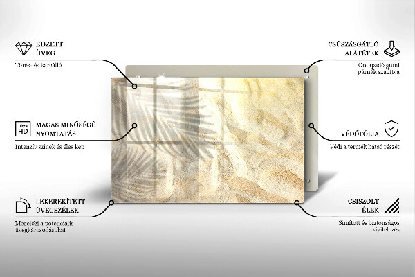 Skärbräda glas modern Palmblad och sand
