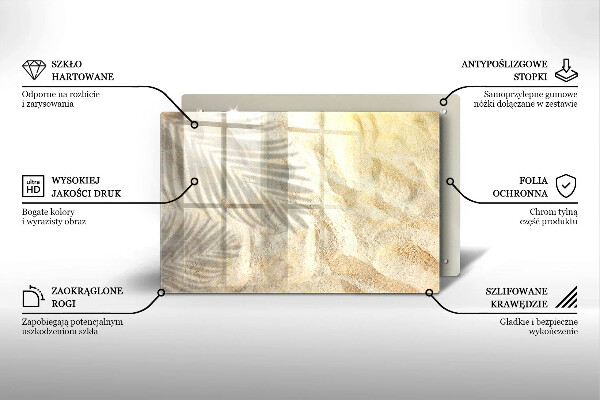 Skärbräda glas modern Palmblad och sand