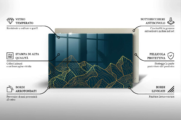 Skärbräda glas modern Abstrakta berg