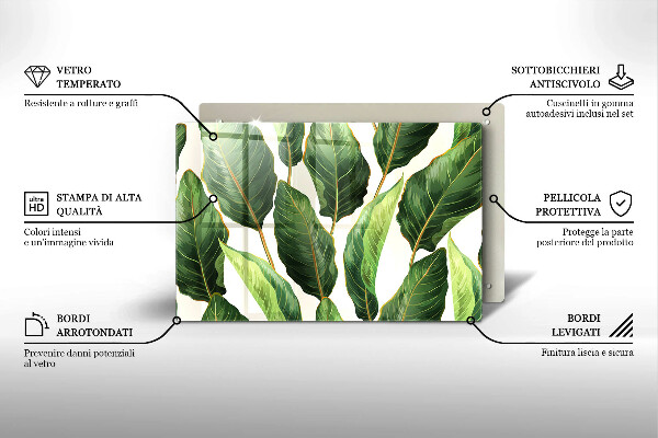 Skärbräda glas modern Bananblad