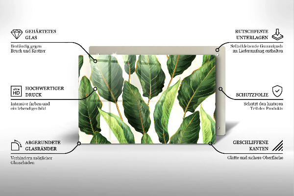 Skärbräda glas modern Bananblad