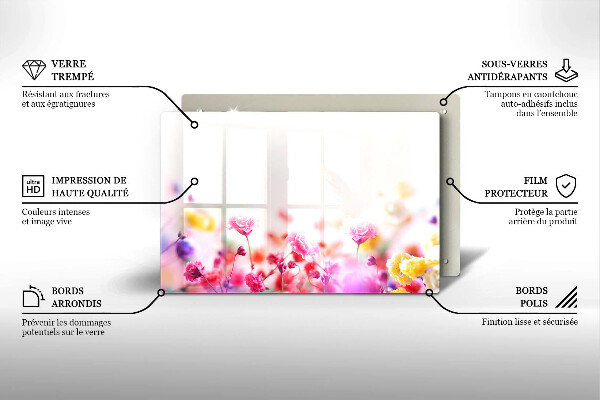Skärbräda glas modern Äng av blommor