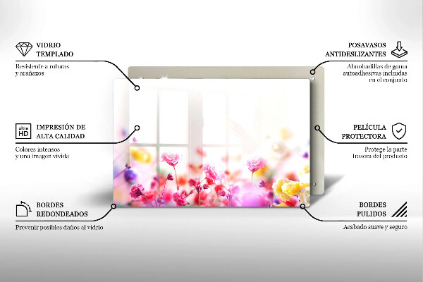 Skärbräda glas modern Äng av blommor