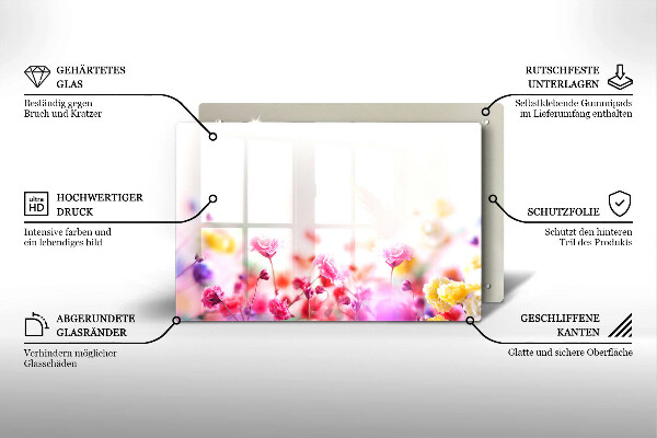 Skärbräda glas modern Äng av blommor