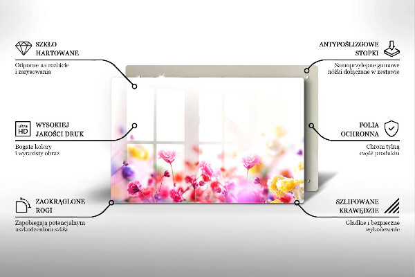 Skärbräda glas modern Äng av blommor
