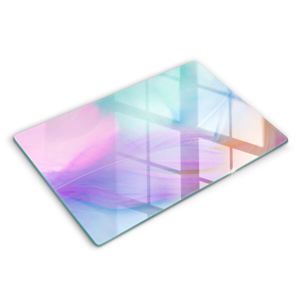 Skärbräda glas modern Pastellfjädrar