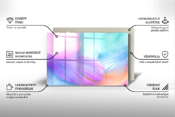 Skärbräda glas modern Pastellfjädrar