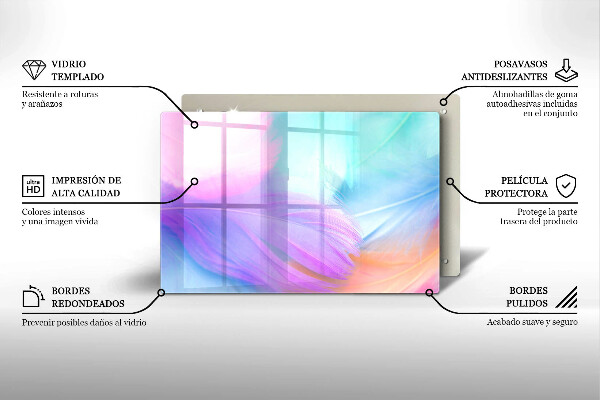 Skärbräda glas modern Pastellfjädrar