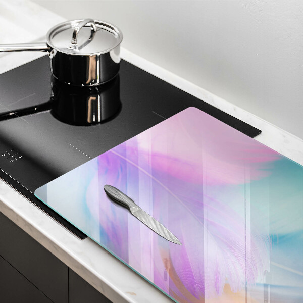 Skärbräda glas modern Pastellfjädrar