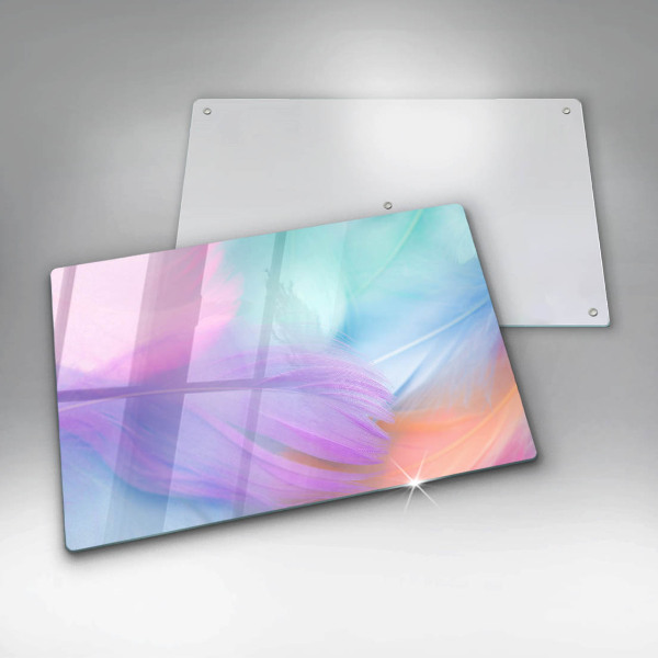 Skärbräda glas modern Pastellfjädrar