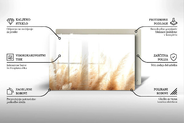 Skärbräda glas modern Pampas gräs