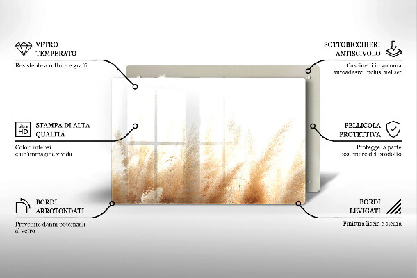 Skärbräda glas modern Pampas gräs