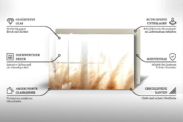 Skärbräda glas modern Pampas gräs