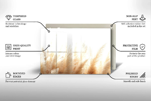Skärbräda glas modern Pampas gräs