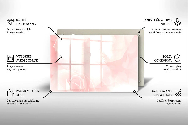 Skärbräda glas modern Pastellrosor bakgrund