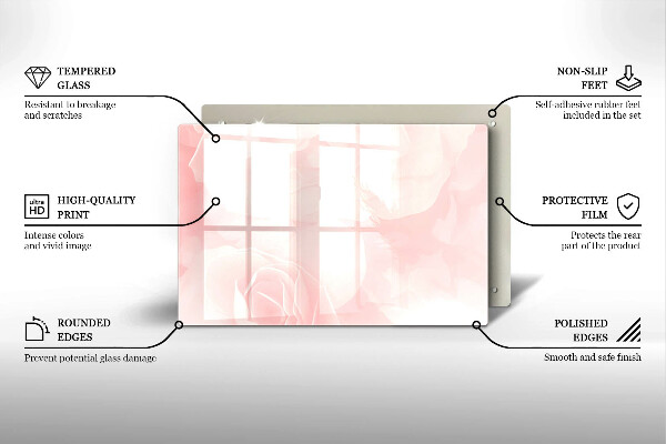 Skärbräda glas modern Pastellrosor bakgrund
