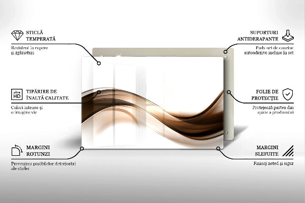 Skärbräda glas modern Abstrakta bruna linjer