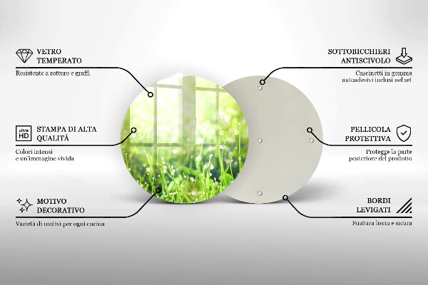 Skärbräda glas unik Natur - gräs och dagg