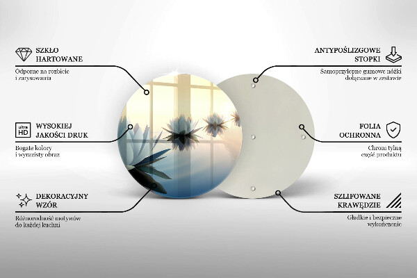 Skärbräda glas unik Lilja blommar på vattnet