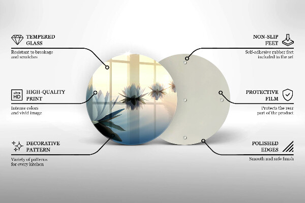 Skärbräda glas unik Lilja blommar på vattnet