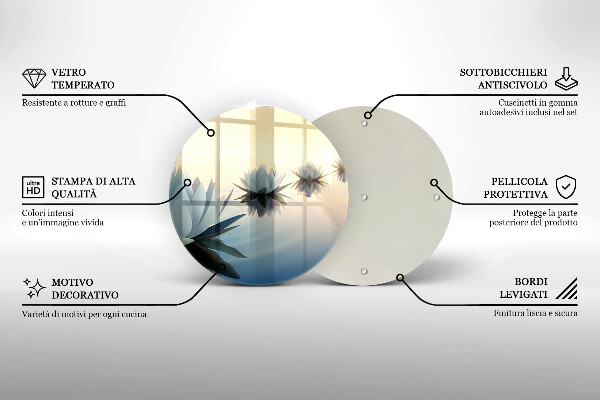 Skärbräda glas unik Lilja blommar på vattnet