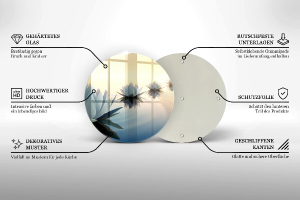 Skärbräda glas unik Lilja blommar på vattnet