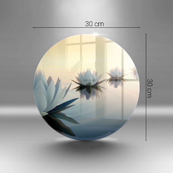 Skärbräda glas unik Lilja blommar på vattnet