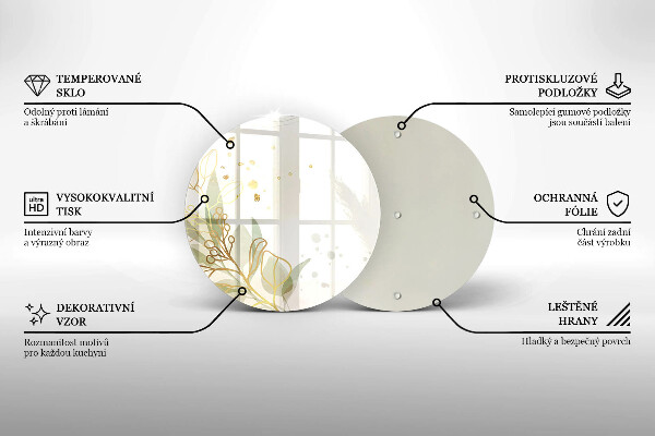 Skärbräda glas unik Akvarell och guldblad