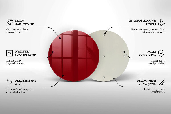 Skärbräda glas unik Färg röd