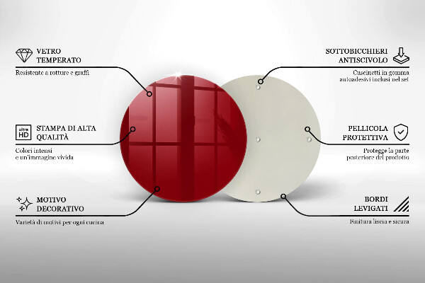 Skärbräda glas unik Färg röd