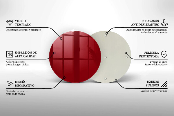 Skärbräda glas unik Färg röd