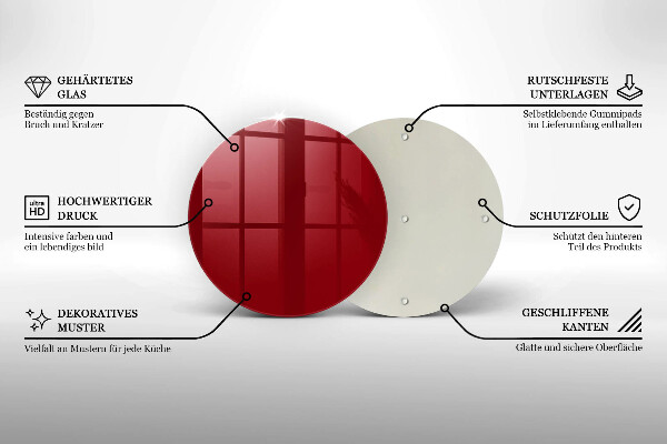 Skärbräda glas unik Färg röd