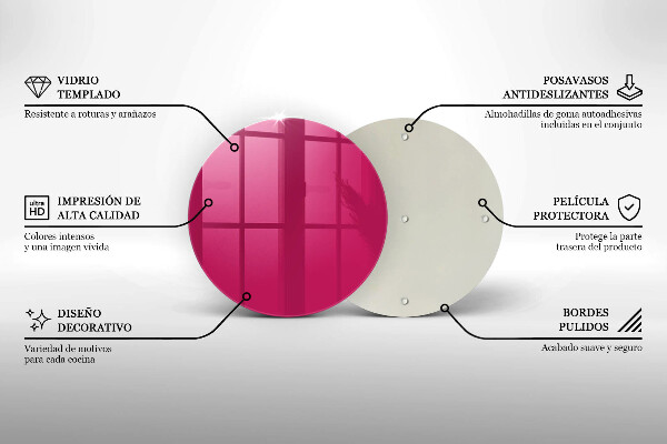 Skärbräda glas unik Färg rosa