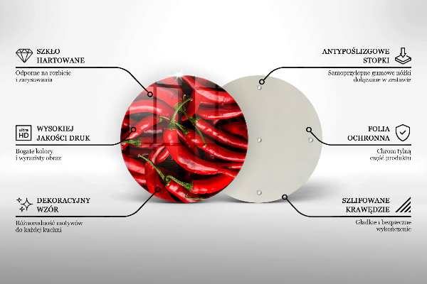 Skärbräda glas unik Varm chilipeppar