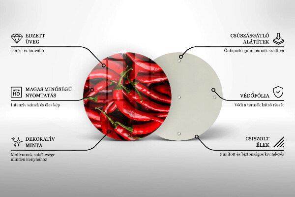 Skärbräda glas unik Varm chilipeppar