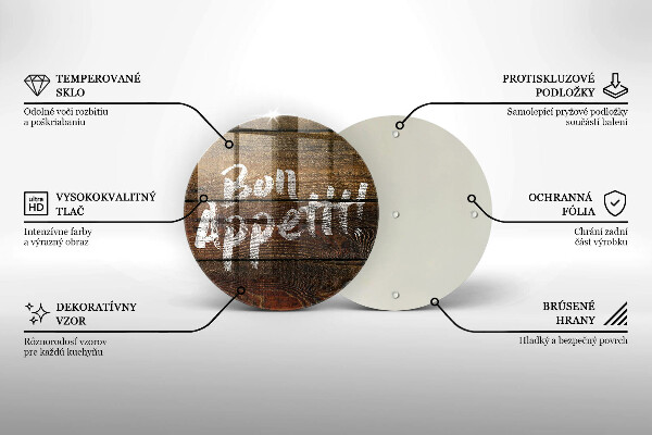 Skärbräda glas unik Bon Appetit inskriptionstavlor