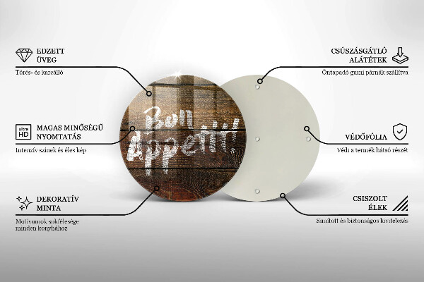 Skärbräda glas unik Bon Appetit inskriptionstavlor