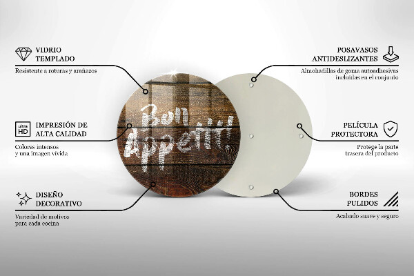 Skärbräda glas unik Bon Appetit inskriptionstavlor