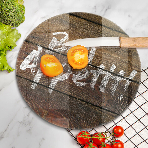 Skärbräda glas unik Bon Appetit inskriptionstavlor