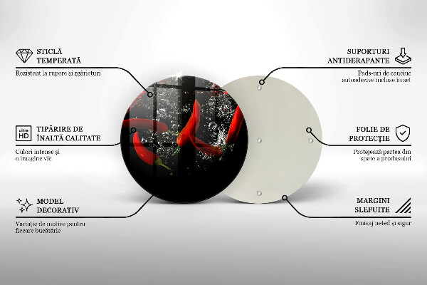 Skärbräda glas unik Chilipeppar i vatten