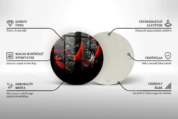 Skärbräda glas unik Chilipeppar i vatten