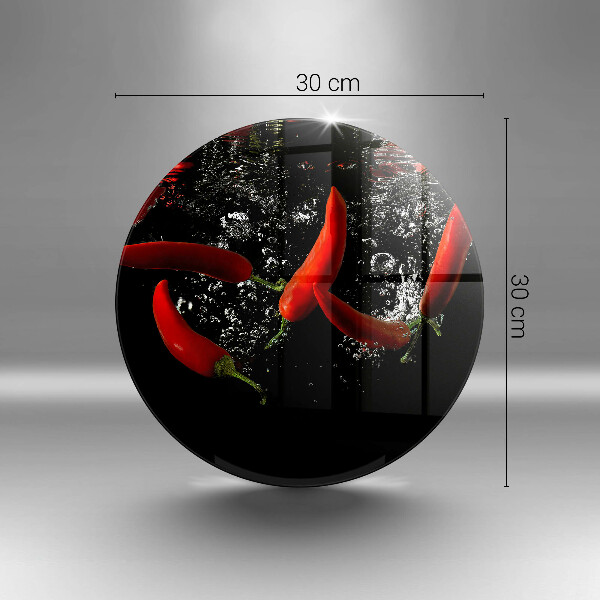 Skärbräda glas unik Chilipeppar i vatten