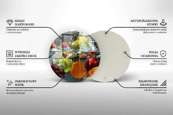 Skärbräda glas unik Saftig frukt i vatten
