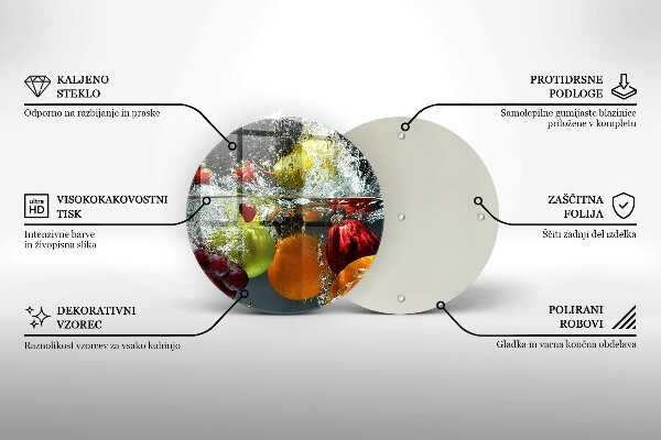 Skärbräda glas unik Saftig frukt i vatten