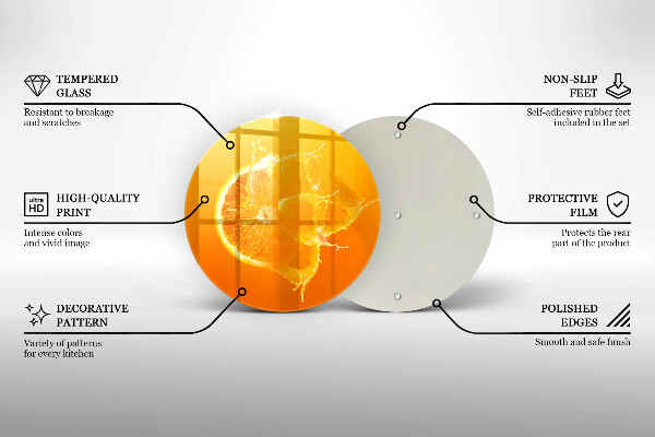 Skärbräda glas unik Saftig orange frukt