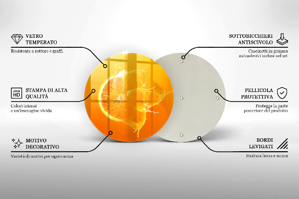 Skärbräda glas unik Saftig orange frukt
