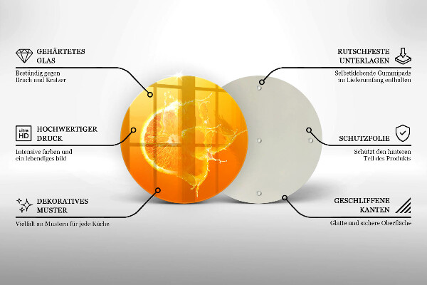 Skärbräda glas unik Saftig orange frukt