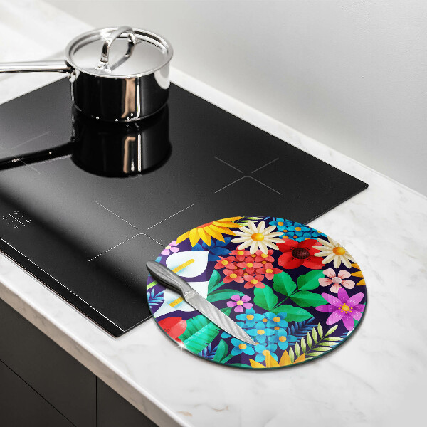 Skärbräda glas unik Blommor äng illustration