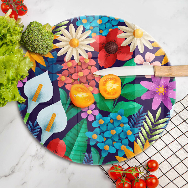 Skärbräda glas unik Blommor äng illustration